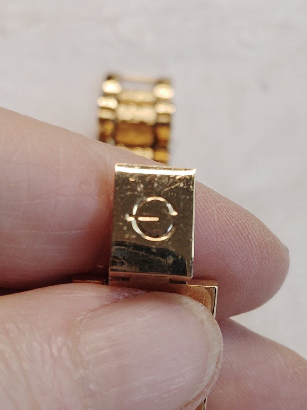 Vintage Gold‑Tone Rolex‑Style Link Bracelet • Fold‑Over Clasp • 2.5" - Picture 7 of 11
